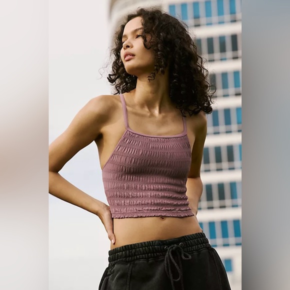 FP Movement by Free People Tops - FP Movement Femme Ruched Tank, Mauve Size Medium